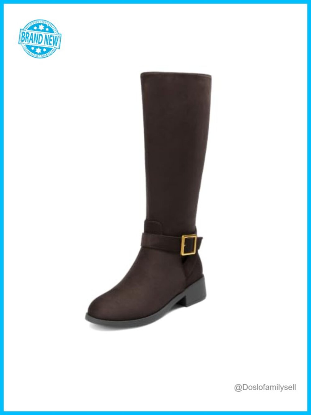 Knee-High Riding Boots Faux Suede Faux Leather Block Heel Women's